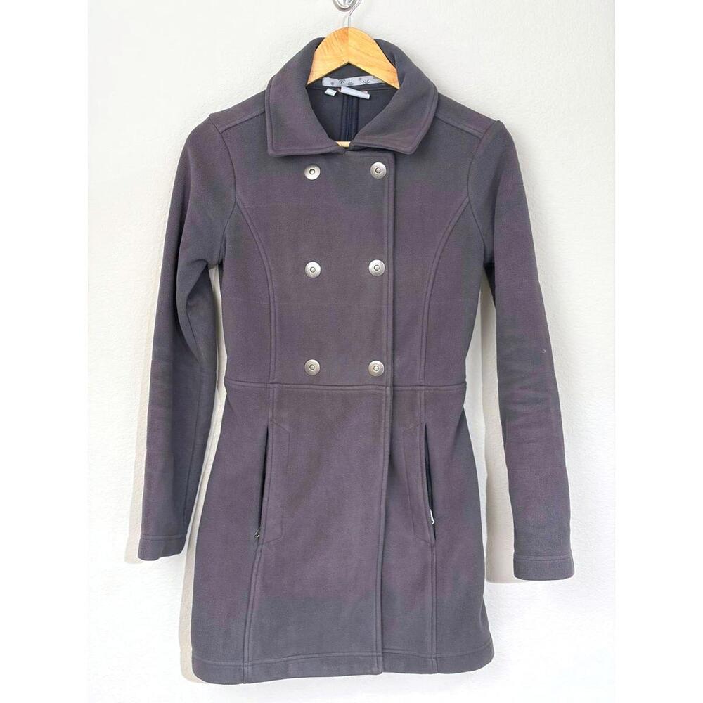 Athleta Peacoat Double Breasted Gray Fitted Fleece Jacket Women's XS Classic